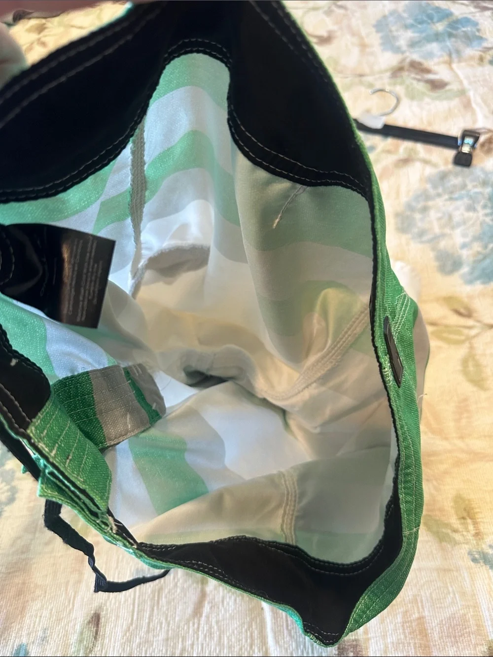 O'Neill Men's Green, Gray, Black & White Striped Board Shorts
